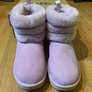 Pink mini fluff Ugg boots